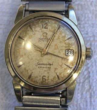 Vintage Omega Seamaster Calendar Automatic Luxury Watch Great Patina Gold Capped