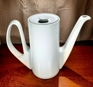 Vintage Bauscher Weiden Bavaria White Ceramic Coffee Tea Pot Mid Century Mod 8 "