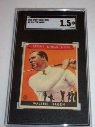 1933 Sport Kings Gum 8 Walter Hagen Card Graded Sgc 1.  5 Fr