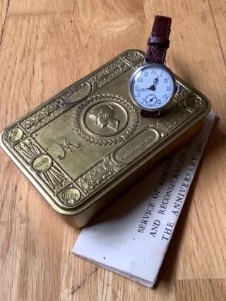Fully Ww1 Trench Wrist Watch 1914 With Queen Mary Tin