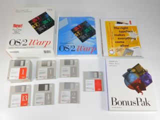 Vintage Ibm Os/2 Warp Version 3,  Bonuspak 3.  5 " Floppy Disk Computer Pc Software