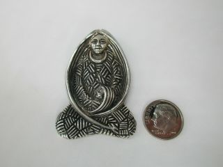 Vintage Taxco Sterling Silver Pin Pendant Tribal Mother and Child Heavy 21 Grams 3