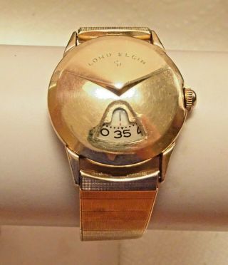 Vintage Elgin Direct Read Jump Hour Wristwatch Coin Silver Back Serviced