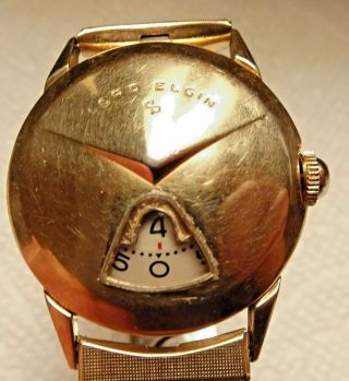 Vintage Elgin Direct Read Jump Hour Wristwatch Coin Silver Back Serviced 3