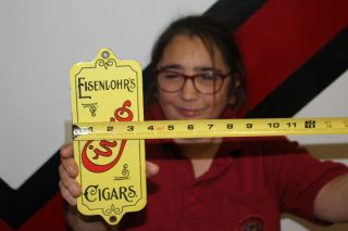 Eisenlohr ' s Cinco Cigars Tobacco Gas Oil Porcelain Metal Sign 3