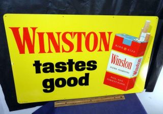 1950s Vintage Winston Cigarette " Tastes Good " Metal Sign Rj Reynolds Nos