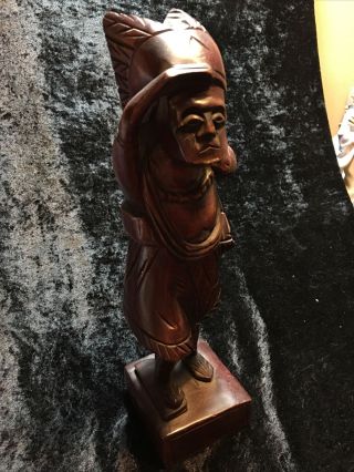 Vintage Wooden Carved Figurine Statue Of Native American Man - Primitive Folk