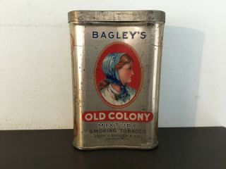 Vintage Empty Bagleys Pocket Tobacco Tin - Antique - Advertising