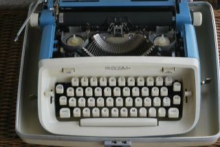 Vtg Royal Aristocrat Portable Typewriter,  Light Blue,  1950 - 60 