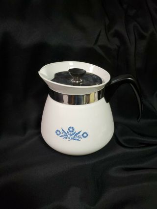Vintage 2 Qt Corning Ware Blue Cornflower 8 Cups 64 Oz Coffee Tea Pot With Lid