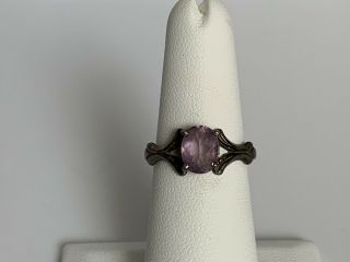 Vintage Sterling Silver Purple Pink Stone Ring Size 6.  5