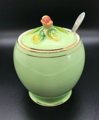 Vintage Royal Winton Grimwades Green Rosebud Jam Jelly Pot -
