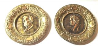 Vintage Brass Wall Plates Made In England Beethoven Wagner Faces Set Of 2