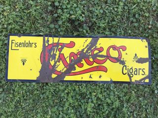 Eisenlohr’s Cinco Cigars Porcelain Advertising Sign Tobacco Country Store