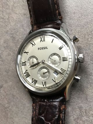 Fossil Chronograph Men’s Dress Watch FS4738 Stainless Steel Leather Strap Bin N 2