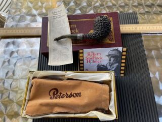 Estate Pipe Peterson The Return Of Sherlock Holmes Sterling Silver Band,  With Bo