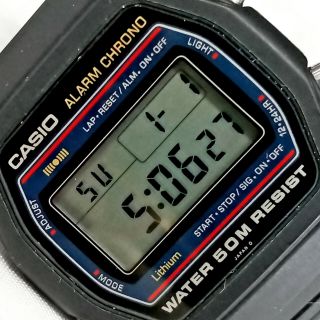 Vintage Casio Digital Sport Watch W - 26 Alarm Chrono Light Black 36mm Mens 2