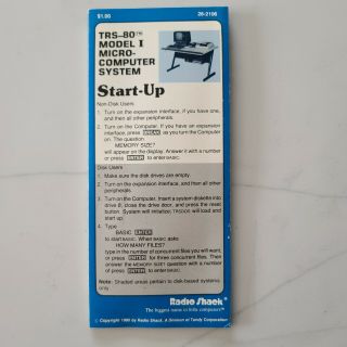 Trs - 80 Model I Micro - Computer System Start - Up Pamphlet Reference Card 26 - 2106