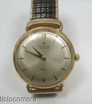 Vintage 14k Gold Hamilton Masterpiece Award Watch Mens Friden Inc 33mm