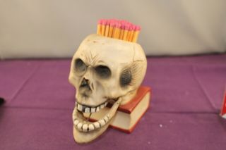 Vintage Skull Match Holder Striker With Nodding Jaw Made In Japan,  Vint Matches