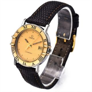 Vintage Omega Constellation 18K Gold/SS Quartz Men ' s Date Watch Ref.  1961080 2