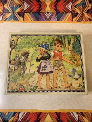 Vintage W.  German Wooden Picture Block Puzzle Set Disney Fairy Tales
