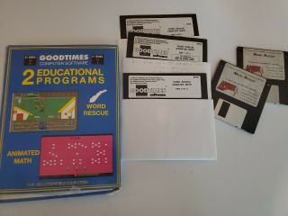 Vintage Goodtimes Computer Software 51/4 Disks,  3.  5 Word Rescue Animated Math