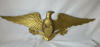 Vintage Sexton Brass Metal 27 Inch Federal Bald Eagle Wall Hanging Plaque Usa