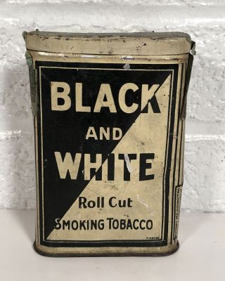 Vintage Black & White Vertical Pocket Tobacco Tin 1917 Tax Stamp