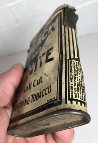 Vintage Black & White Vertical Pocket Tobacco Tin 1917 Tax Stamp 3