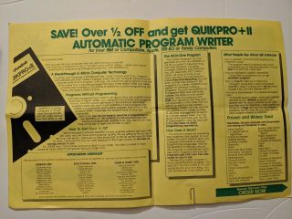 TRS - 80 QuikPro,  II Automatic Program Writer Software and Advertising Brochure 3