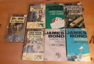 7 X Vintage James Bond By Ian Fleming Pan Paperback Books 1960’s