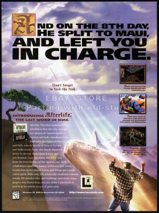 Afterlife_original 1996 Trade Print Ad / Video Game Promo_pc Sim_lucas Arts
