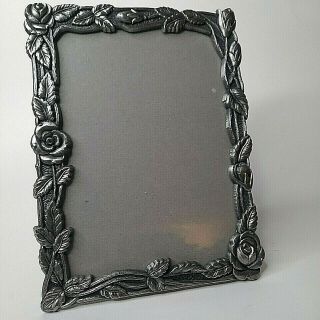 5 X 7 The Weston Gallery Pewter Colored Metal Frame Floral Rose Raised Detail