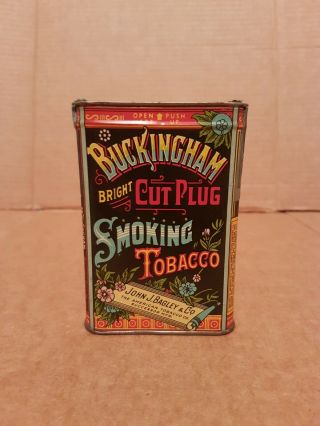 Antique Buckingham Bright Cut Plug Smoking Tobacco Tin Color