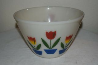 Vintage Fire King Oven Ware Tulip 8 1/2 " Round X 5 1/4 " Tall Nesting Bowl Euc