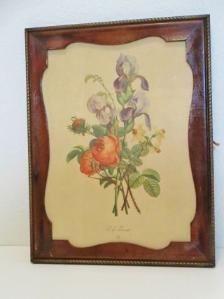 Vintage Jean Louis J L Prevost Floral Flower Bouquet Picture Print Wood Frame