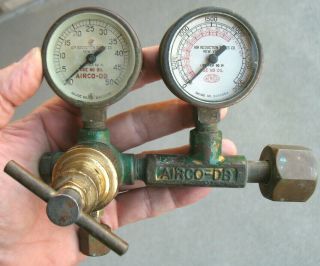 2 Vintage Airco Gauges,  Glass Faces,  Mounted On Brass Fittings,  Steampunk