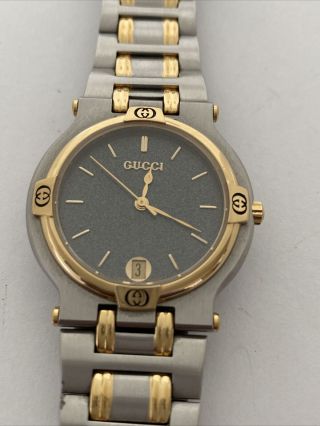 Gucci Analog Ss Blk Slv Quartz 9000m Unisex Wristwatch