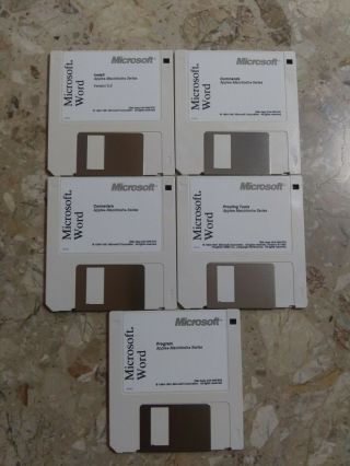 Apple Macintosh Series Microsoft Word 5.  0 On 5 800k 3.  5 " Floppy Disks 1991