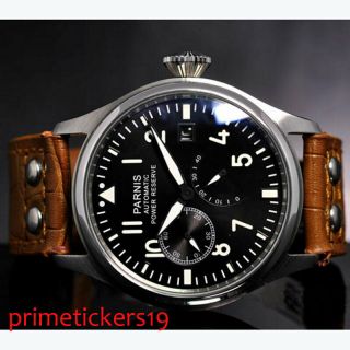 PARNIS Fashion 47mm Automatic Men Watch Power Reserve Indicator Big Crown 2