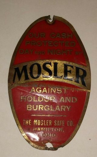 Vintage Mosler Safe Brass Plaque/sign