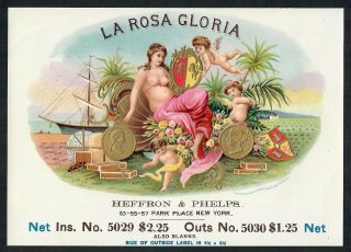 Vintage La Rosa Gloria Inner Cigar Label Salesman Sample