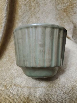 Vintage Mccoy Green Pottery Planter Vase No.  376 Bamboo Pattern