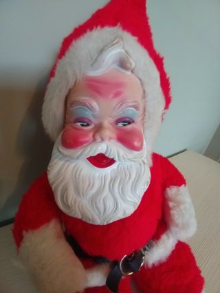 Vintage Rushton Santa Claus Plush Doll Rubber Face & Beard Jolly Face 19 