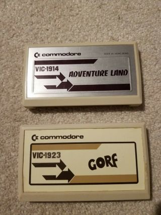 Commodore Vic 20 Gorf And Adventure Land Game Cartridges -