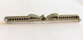 Antique Vintage Art Deco Platinum Diamond & Onyx Bar Pin 3