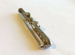 Antique Vintage Art Deco Platinum Diamond & Onyx Bar Pin 4