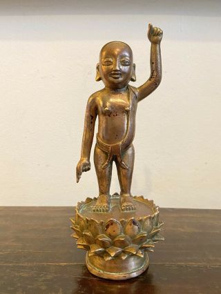 A fine & rare Chinese gilt bronze Buddha statue.  Ming/Qing - Like Tibetan,  Indian 4