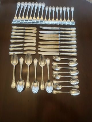 Christofle France Marly 46p Set 925 Sterling Silver Flatware For 8